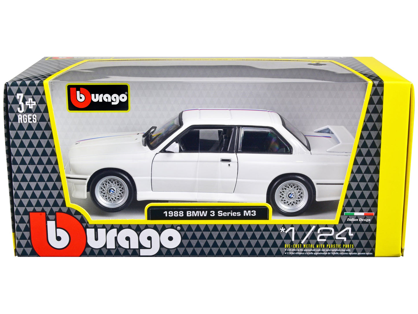 1988 BMW 3 Series M3 E30 White 1/24 Diecast Model Car by Bburago free shipping USA