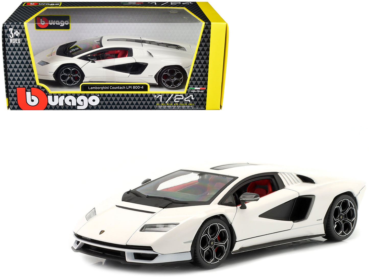 Lamborghini Countach LPI 800-4 White 1/24 Diecast Model Car by Bburago free shipping USA