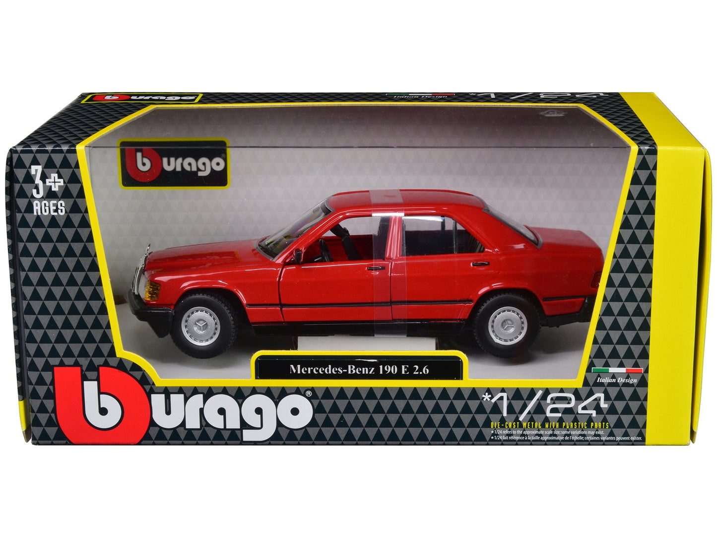 Mercedes-Benz 190 E 2.6 Red 1/24 Diecast Model Car by Bburago free shipping USA