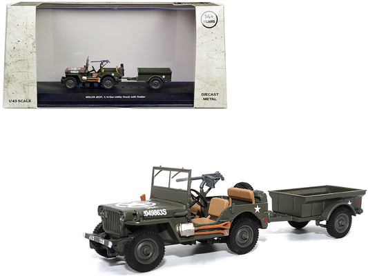 Rapid Vehicles Willys Jeep 1/4-Ton Utility Truck Olive Drab with Trailer "United States Army"...
