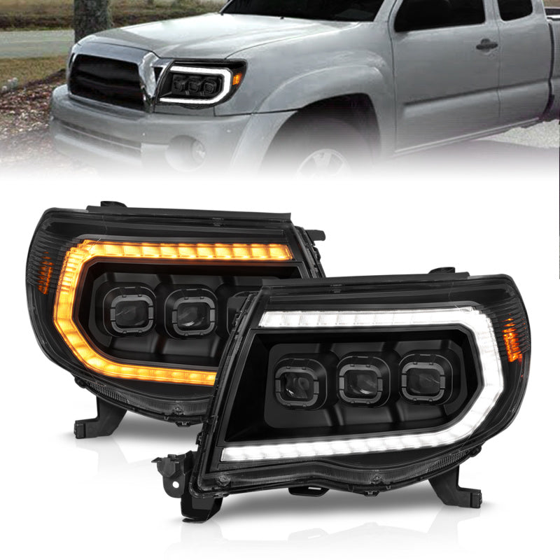 FR SPORT ANZO 05-11 Toyota Tacoma Full Proj Headlights w/Lght Bar Swchbk Seq. Blk. Housing...