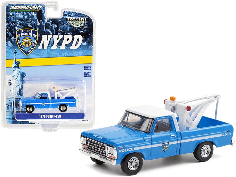 Rapid Vehicles 1979 Ford F-250 Tow Truck with Drop-In Tow Hook Blue with White Top "New York City...
