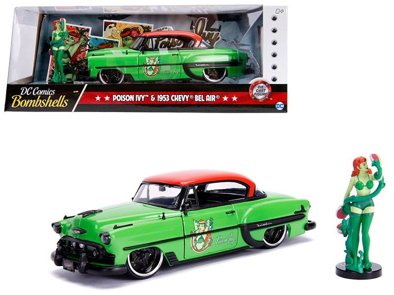 Rapid Vehicles 1953 Chevrolet Bel Air Green and Red Top with Poison Ivy Diecast Figure "DC Comics...