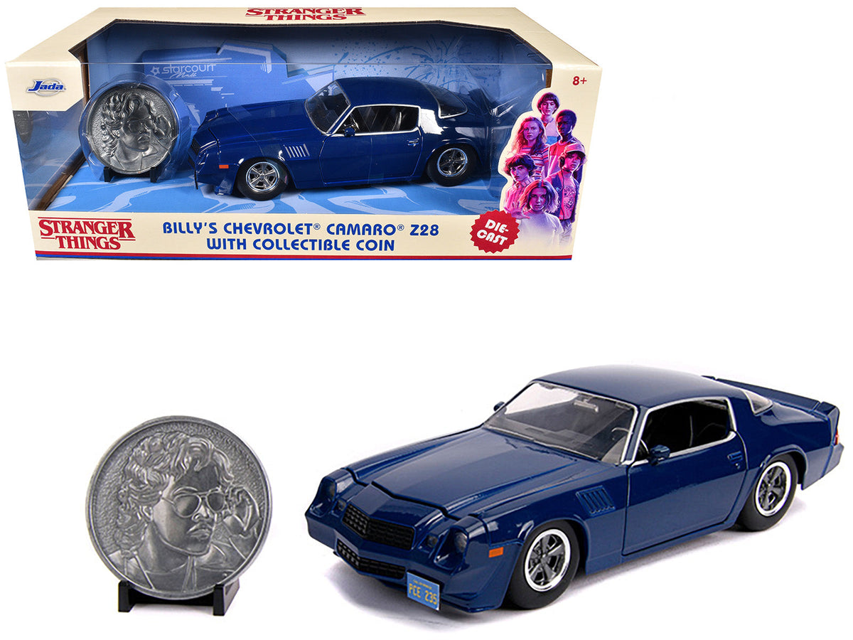 Rapid Vehicles Billy's Chevrolet Camaro Z28 Dark Blue with Collectible Coin "Stranger Things"...