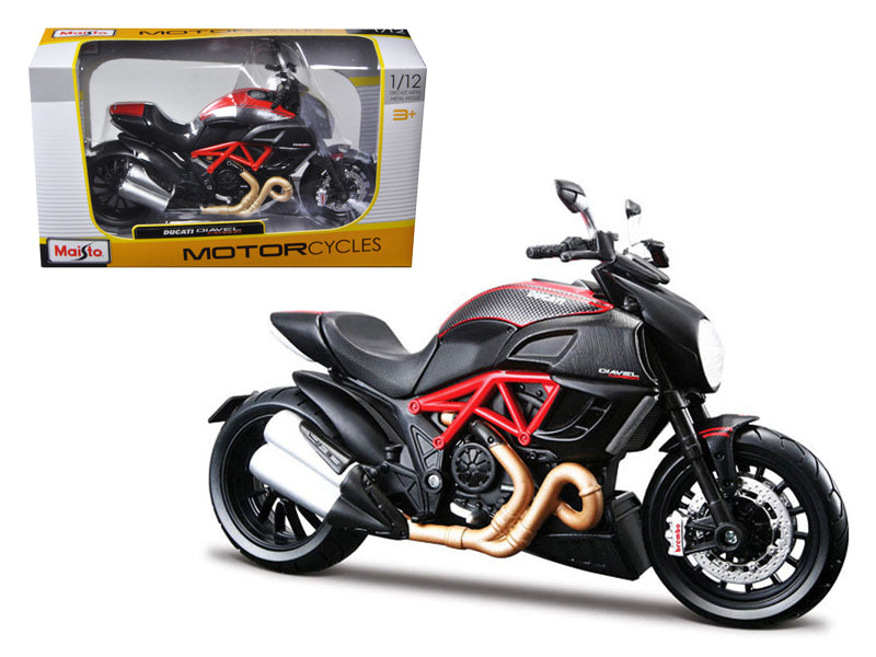 Ducati Diavel Red and Carbon 1/12 Diecast Motorcycle Model by Maisto free shipping USA
