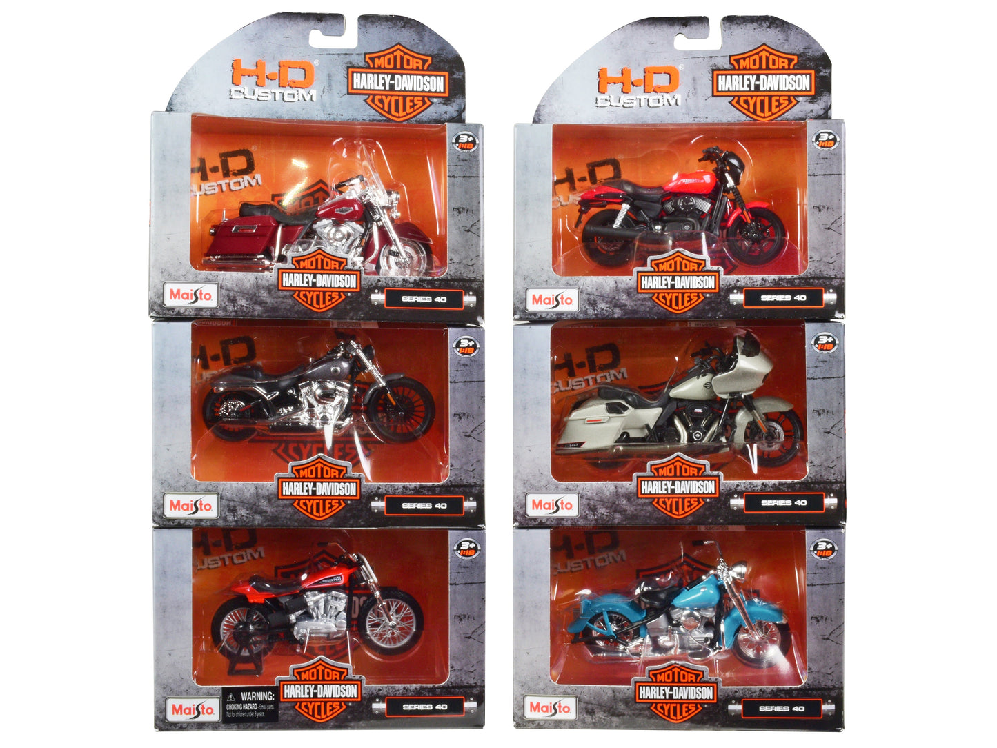 Harley-Davidson Motorcycles 6 piece Set Series 40 1/18 Diecast Models by Maisto free shipping USA