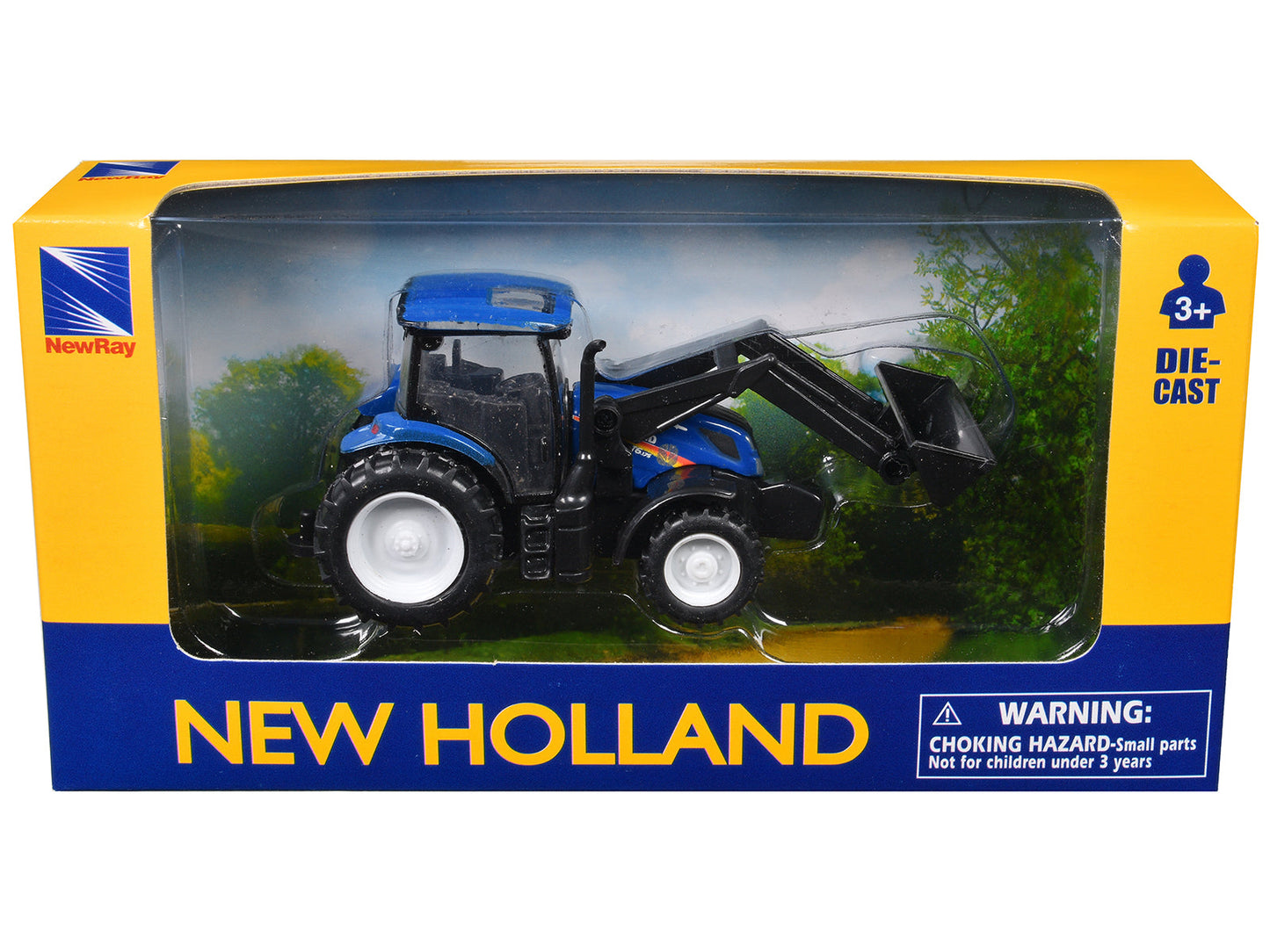 New Holland T6.175 Tractor with Front Loader Blue Diecast Model by New Ray free shipping USA