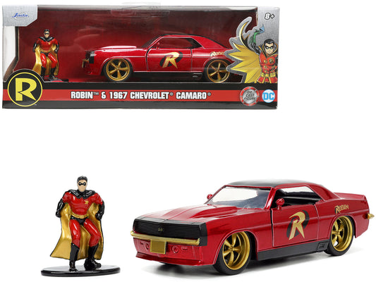 Rapid Vehicles 1969 Chevrolet Camaro Dark Red Metallic with Black Top and Robin Diecast Figure...