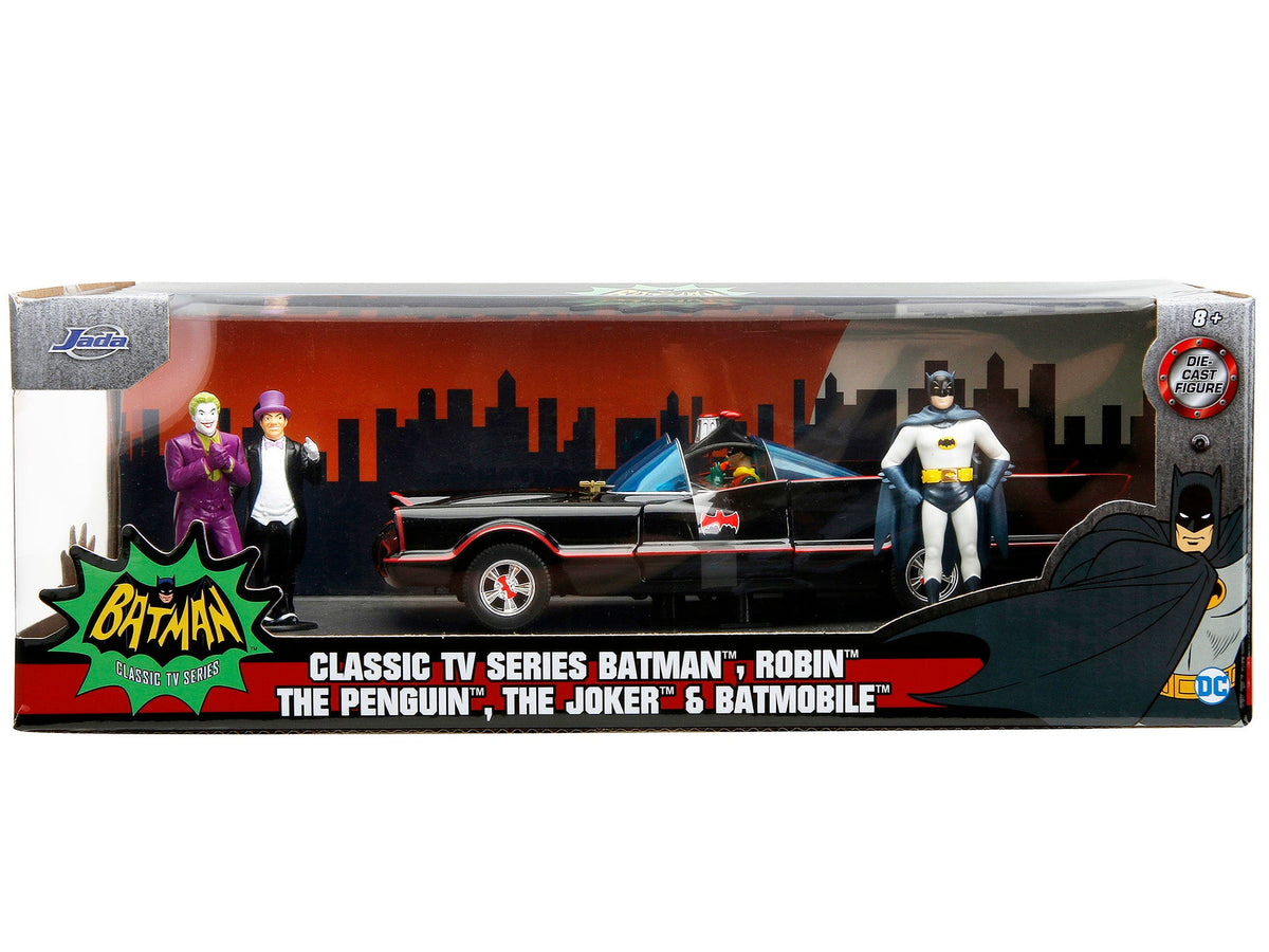 Rapid Vehicles 1966 Classic Batmobile with Diecast Batman The Joker The Penguin and Plastic Robin...