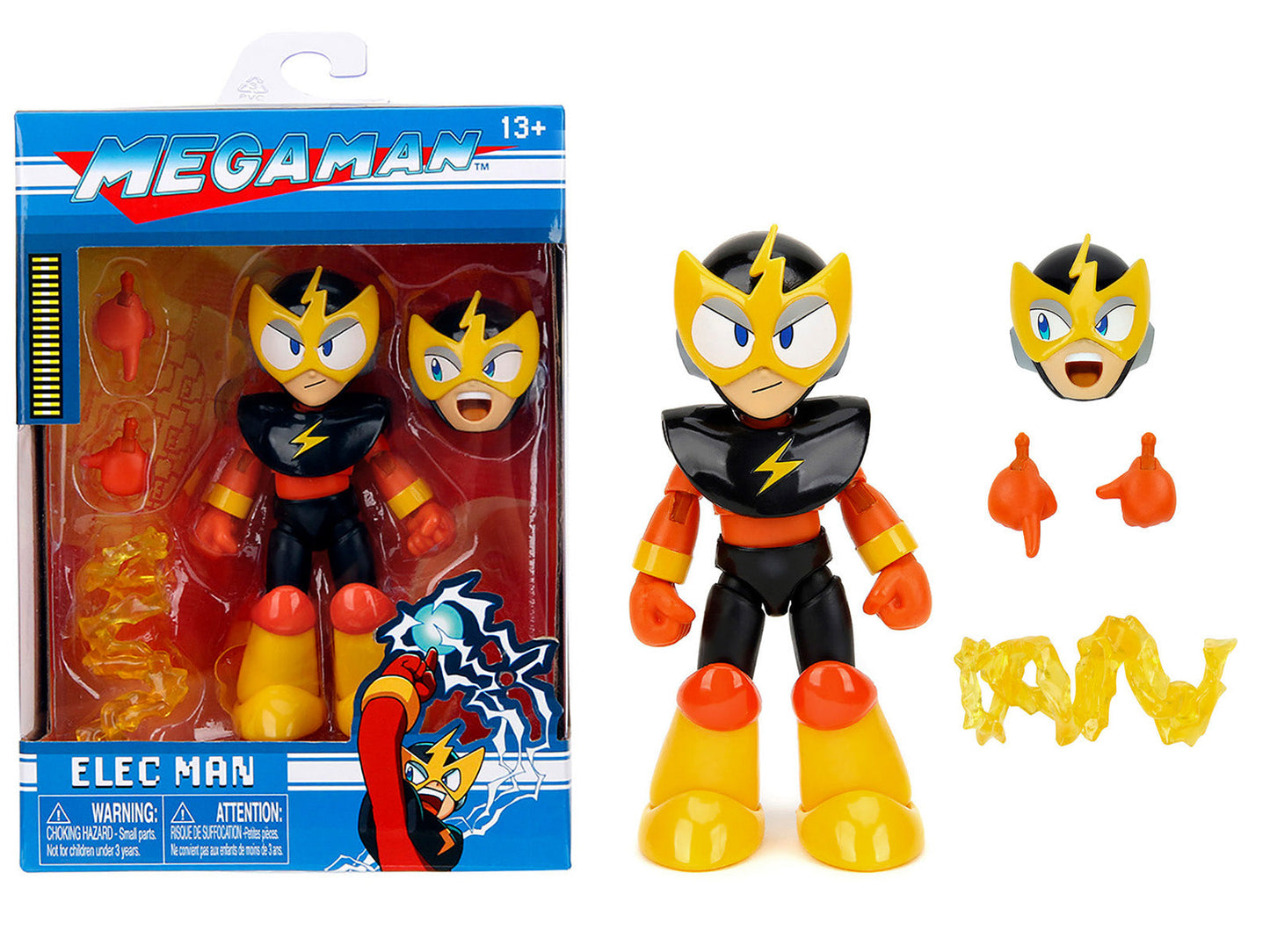 Elec Man 4.5" Moveable Figure with Accessories and Alternate Head and Hands "Mega Man" (1987) Video Game Model by Jada free shipping USA