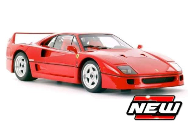 Bburago 1987 Ferrari F40 Red (Rossa Corsa) w/ Silver Wheels 1:18
