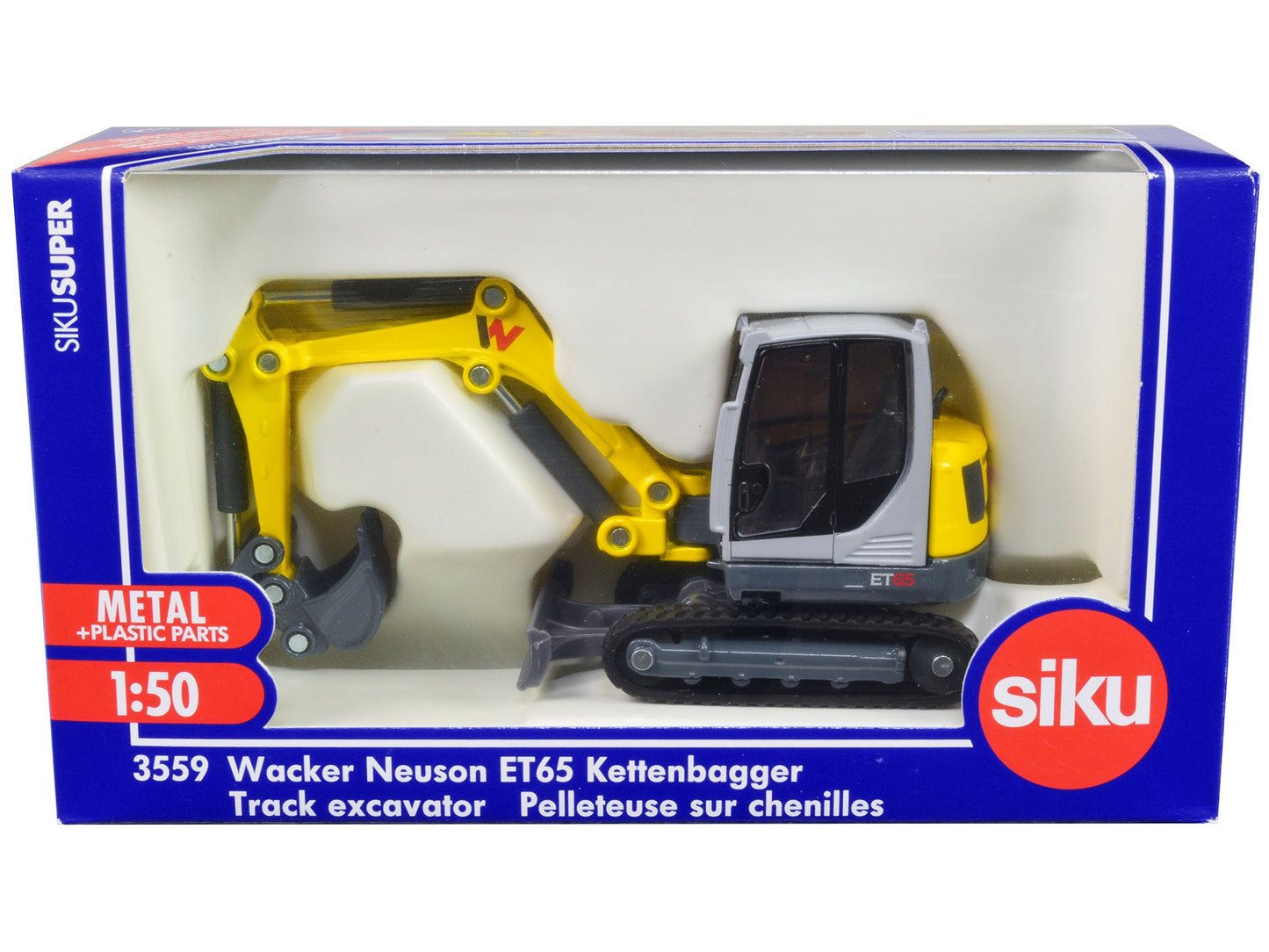 Wacker Neuson ET65 Track Excavator Yellow and Gray 1/50 Diecast Model by Siku free shipping USA