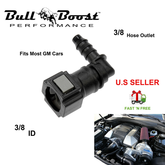 Bull Boost Performance 90 Degree LS LS1 SS Fuel Rail Quick Connect Fitting Line Adapter 3-8” ID...