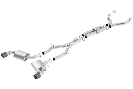 FR SPORT Borla 16-17 Chevy Camaro 6.2L 4.5in Carbon Fiber Tips Single Split Exit S-Type Catback...
