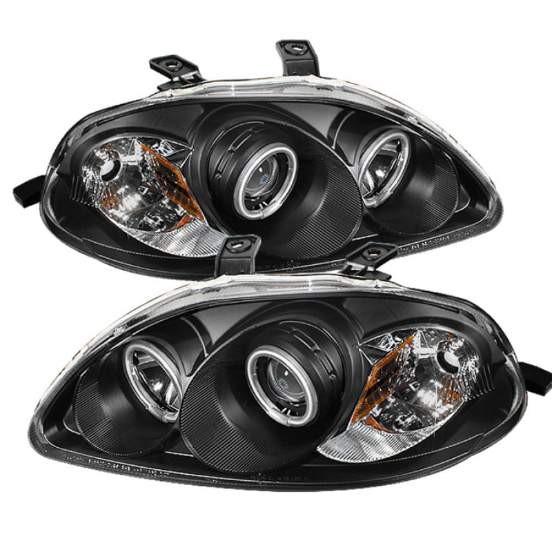 FR SPORT SPYDER Honda Civic 96-98 Projector Headlights CCFL Halo Black High H1 Low H1...