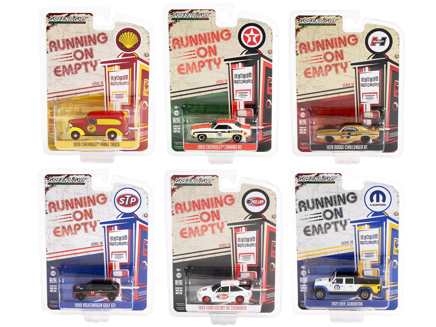 "Running on Empty" 6 piece Set Series 14 1/64 Diecast Model Cars by Greenlight free shipping USA