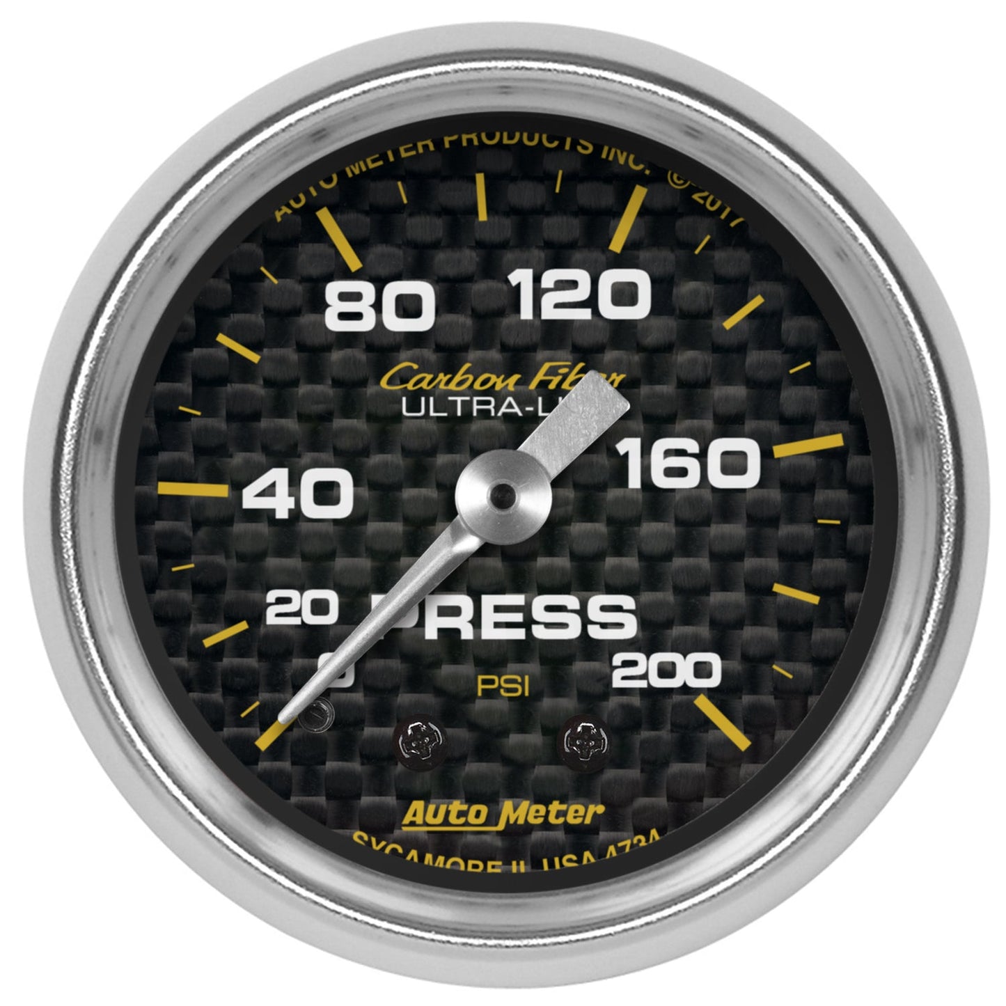 AutoMeter Carbon Fiber 2-1/16in Mechanical 0-200 PSI Pressure Gauge 4734
