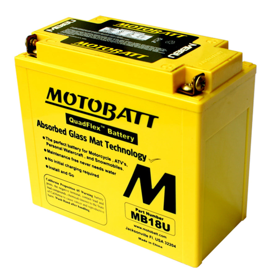 MotoBatt 12 Volt AGM Fully Sealed Yellow Battery - MB18U