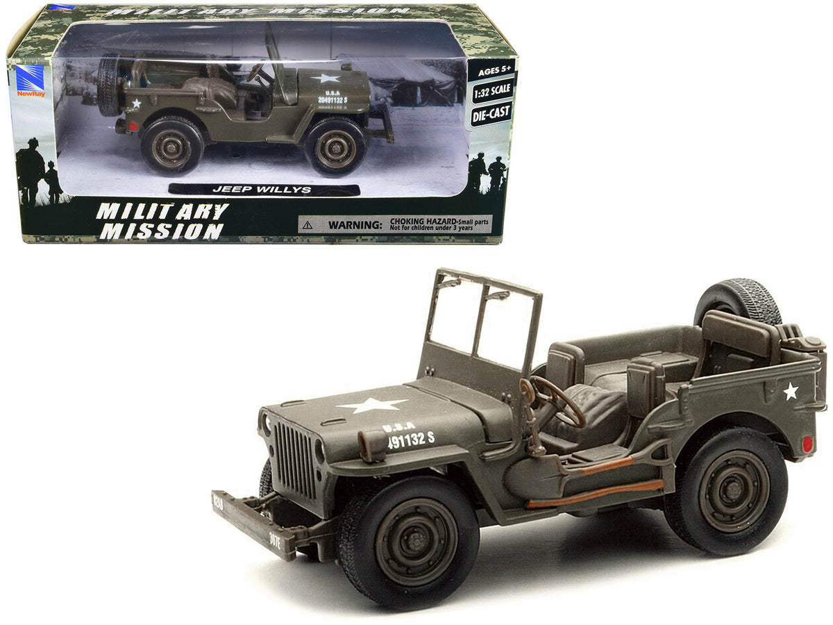 Rapid Vehicles Jeep Willys U.S.A. Army Green 1/32 Diecast Model Car by New Ray free shipping USA...