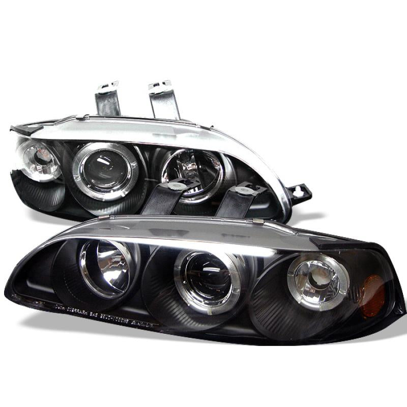 Spyder Honda Civic 92-95 4Dr 1PC Projector LED Halo Amber Reflctr Blk PRO-YD-HC921P-4D-AM-BK 5010872
