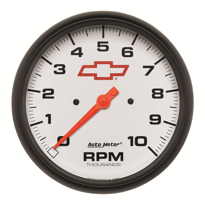 AutoMeter GM Bowtie White 5in 10000 RPM In-Dash Electronic Tachometer 5898-00406