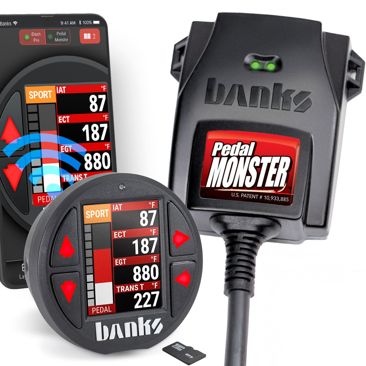 Banks Power Pedal Monster Kit Yazaki 090 II Sealed Series 6-Way CONFIG 1 PM-12 With iDash Data Pro 64348-P