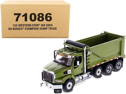 Rapid Vehicles Western Star 49X SBFA OX Bodies Stampede Dump Truck Olive Green Metallic...