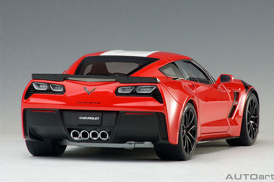 STM Diecast AUTOart Chevy Corvette C7 Grand Sport Red w/ White Stripes 1:18 - View 2