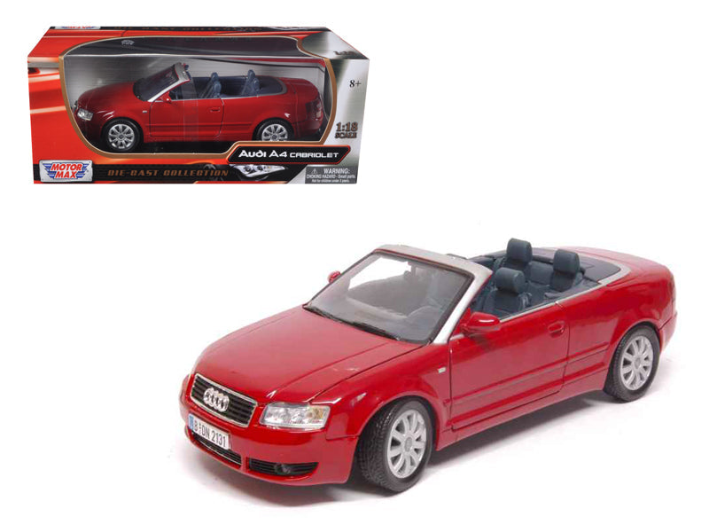 Audi A4 Red Convertible 1/18 Diecast Model Car by Motormax free shipping USA