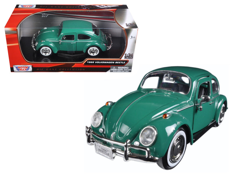 1966 Volkswagen Beetle Green 1/24 Diecast Model Car by Motormax free shipping USA