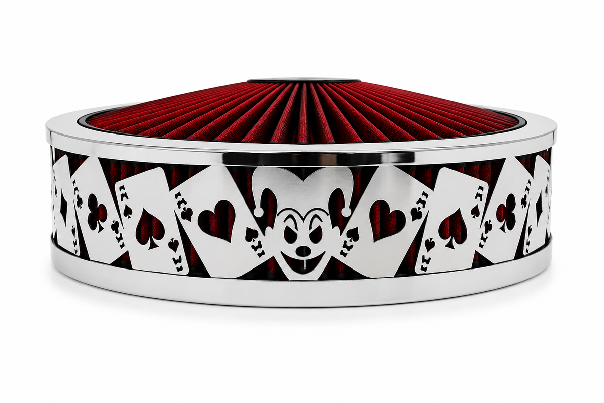 Granatelli Blingz Beauty Bandz 14" x 3" Red and Chrome Air Filter Assembly - Jokers Wild – 750042