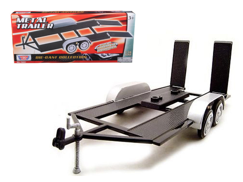 Diecast Tandem Car Trailer Black for 1/24 Scale Models by Motormax free shipping USA