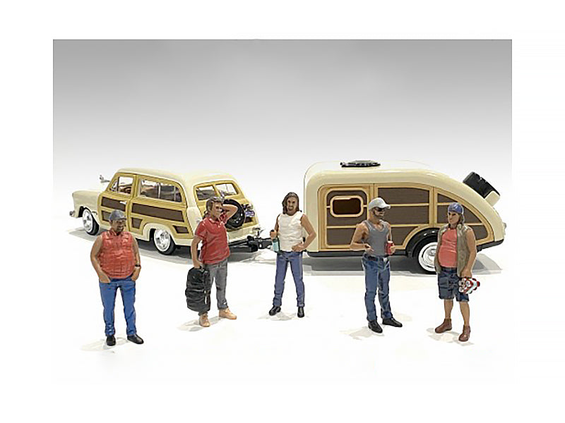 "Campers" 5 piece Figure Set for 1/18 Scale Models by American Diorama free shipping USA