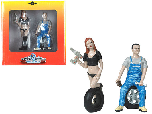 Rapid Vehicles Michele and Derek Tire Brigade 2 piece Figurine Set 1/18 by Motorhead Miniatures -...