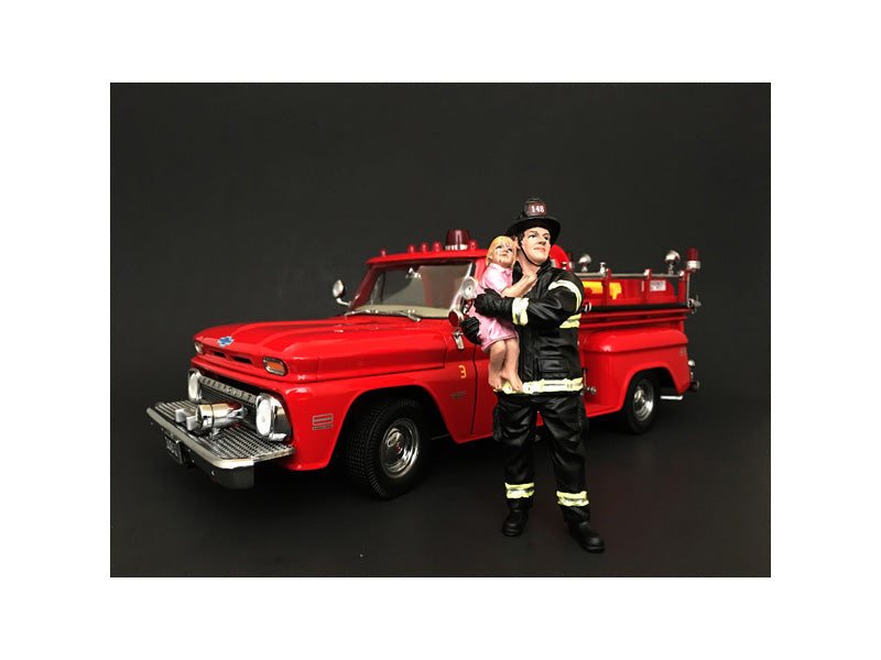 Firefighter Saving Life with Baby Figurine / Figure For 1:18 Models by American Diorama free shipping USA