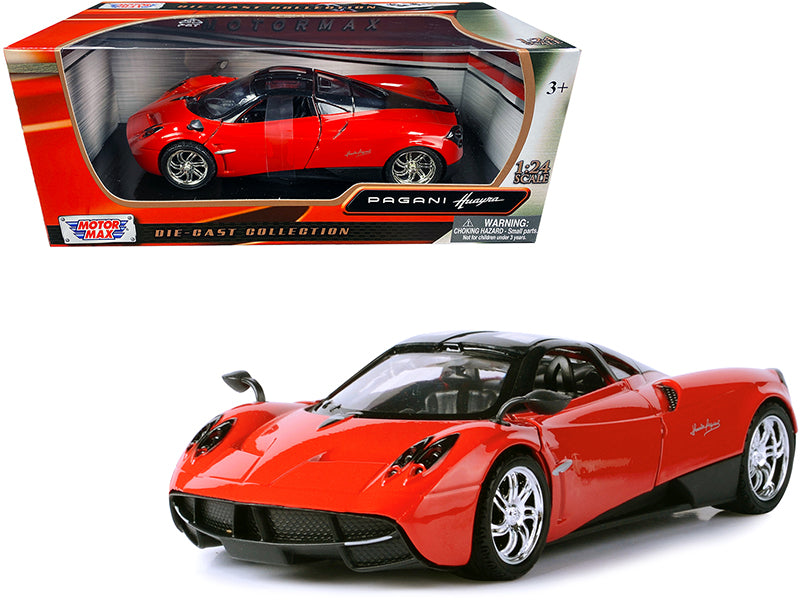 Rapid Vehicles Pagani Huayra Bright Red with Chrome Wheels 1/24 Diecast Model Car by Motormax ...