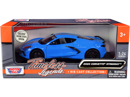 Rapid Vehicles 2020 Chevrolet Corvette C8 Stingray Blue with Silver Racing Stripes "Timeless...