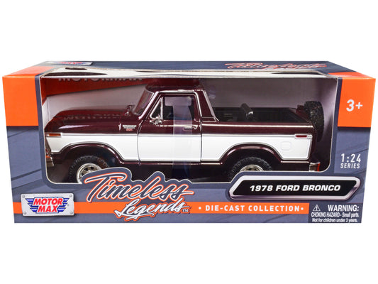 Rapid Vehicles 1978 Ford Bronco Ranger XLT (Open Top) with Spare Tire Burgundy Metallic and White...