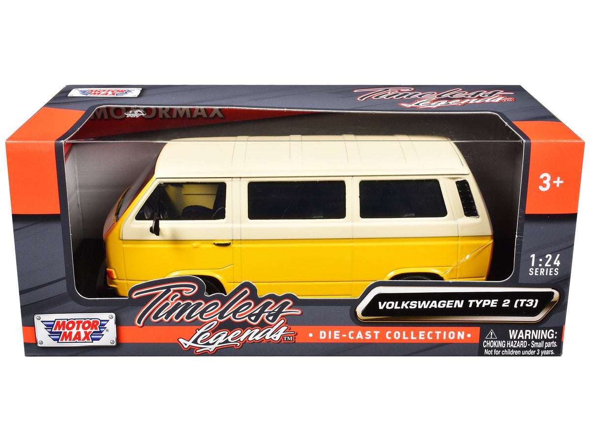 Rapid Vehicles Volkswagen Type 2 (T3) Van Yellow and Beige "Timeless Legends" Series 1/24 Diecast...