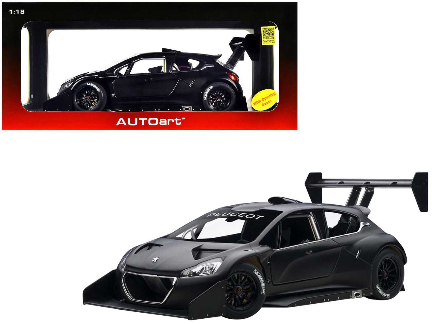 2013 Peugeot 208 T16 Pikes Peak Race Car Plain Black Version 1/18 Model Car by Autoart free shipping USA