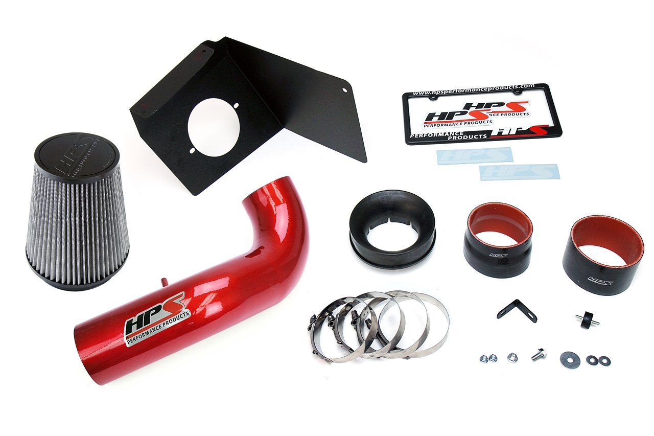 HPS Shortram Air Intake Kit 2007-2008 Cadillac Escalade 6.2L V8, Includes Heat Shield, Red
