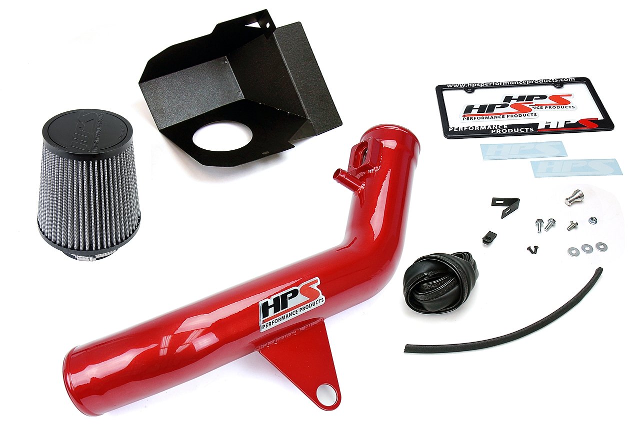 HPS Shortram Air Intake Kit 2016-2018 BMW M2 F87 3.0L Turbo N55, Includes Heat Shield, Red