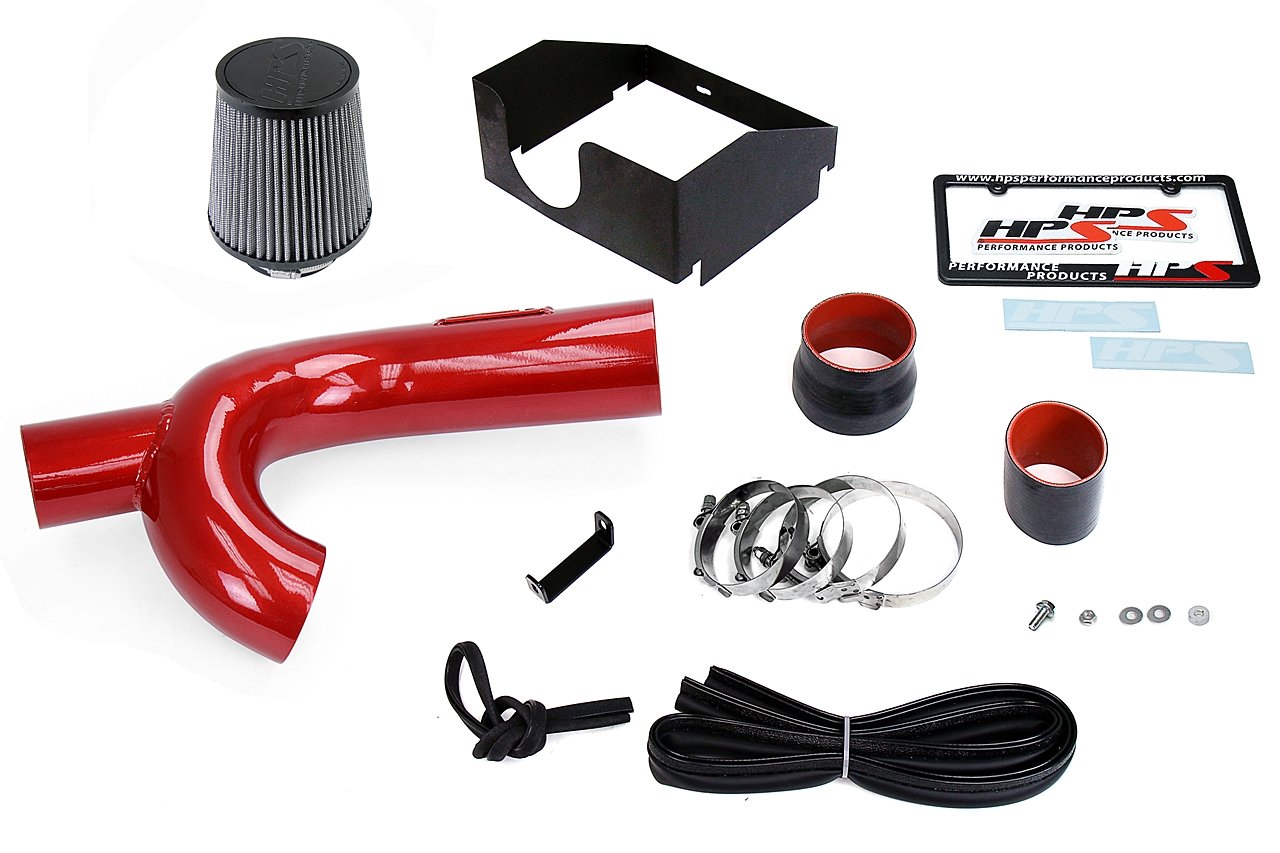 HPS Shortram Air Intake Kit 2015-2018 Ford F150 2.7L Ecoboost Turbo, Includes Heat Shield, Red