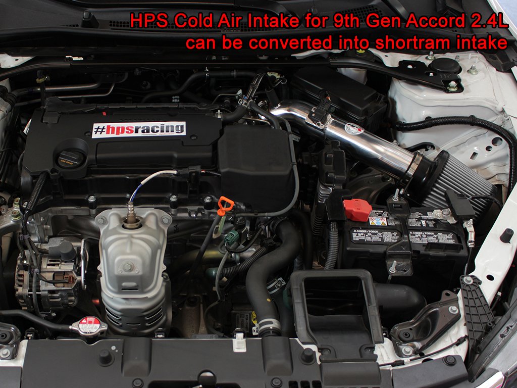 HPS Cold Air Intake Kit 2013-2017 Honda Accord 2.4L, Converts to Shortram, Polish