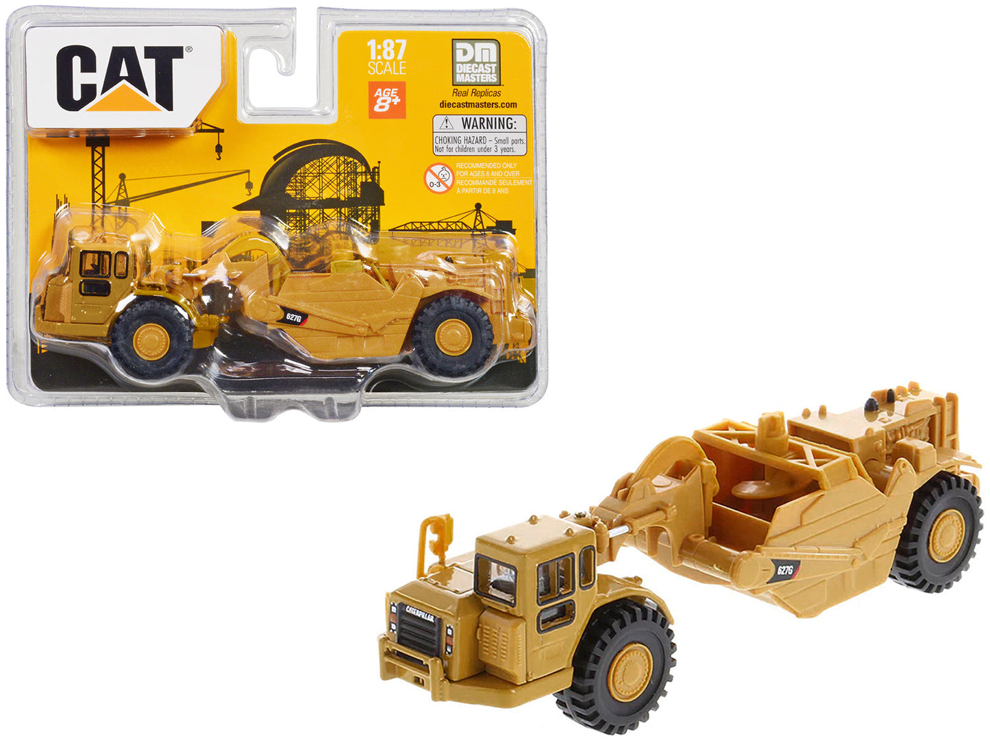 CAT Caterpillar 627G Auger Scraper Yellow 1/87 (HO) Diecast Model by Diecast Masters free shipping USA