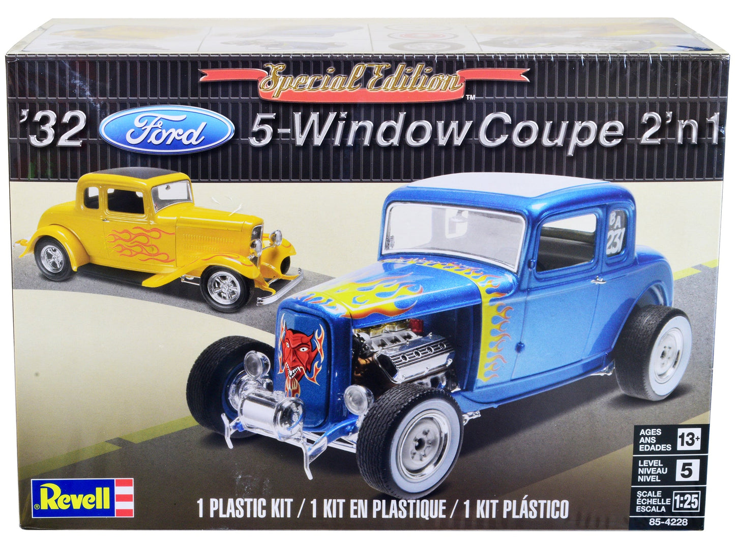 Level 5 Model Kit 1932 Ford 5-Window Coupe 2-in-1 Kit 1/25 Scale Model by Revell free shipping USA