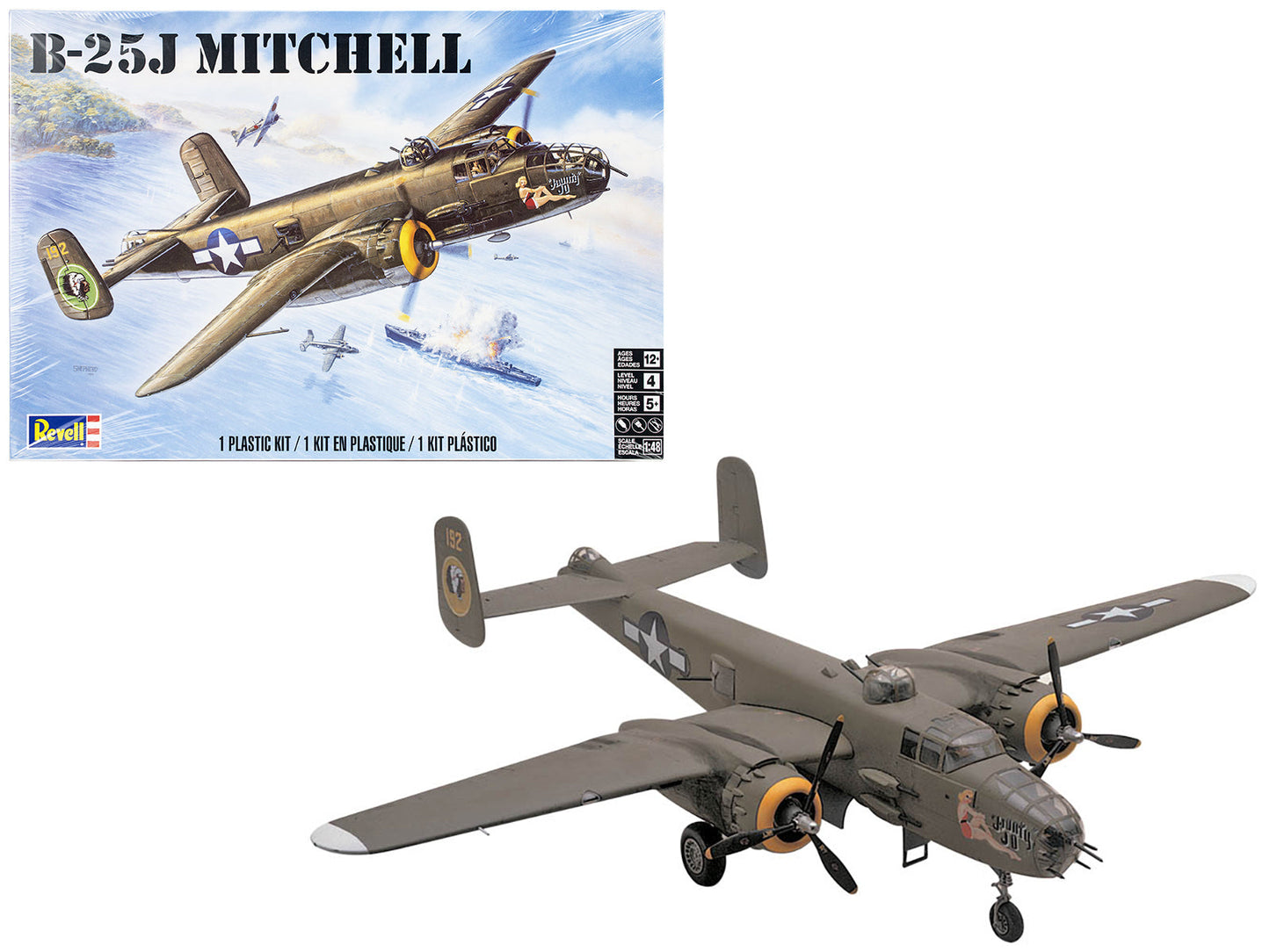 Level 4 Model Kit B-25J Mitchell Medium Bomber Plane 1/48 Scale Model by Revell free shipping USA