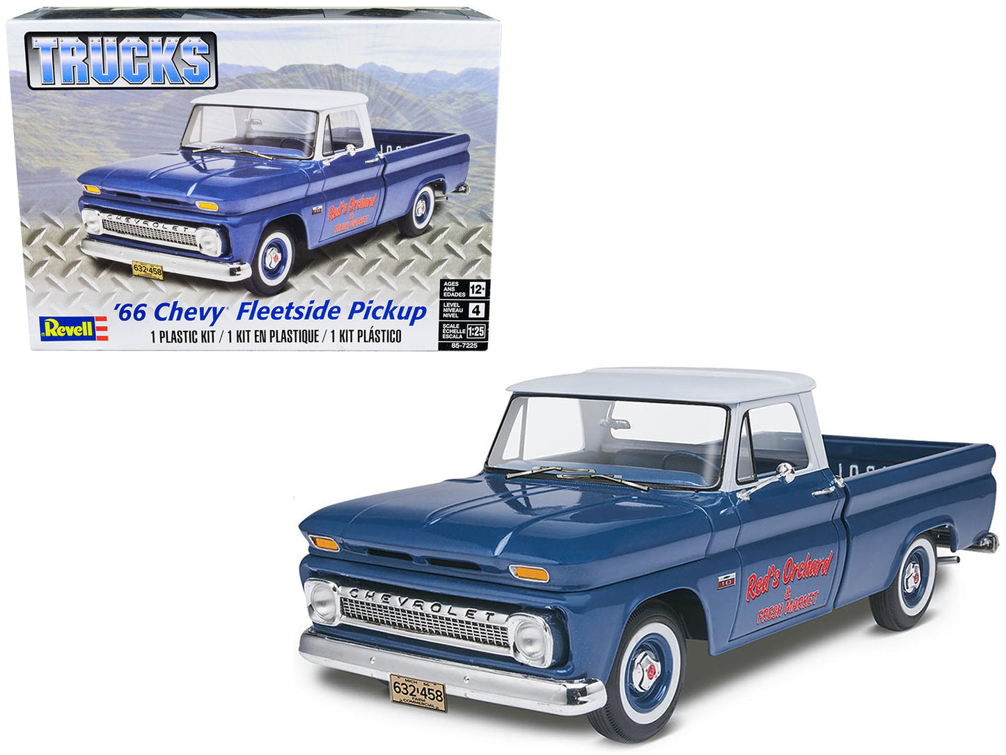 Level 4 Model Kit 1966 Chevrolet Fleetside Pickup Truck 1/25 Scale Model by Revell free shipping USA