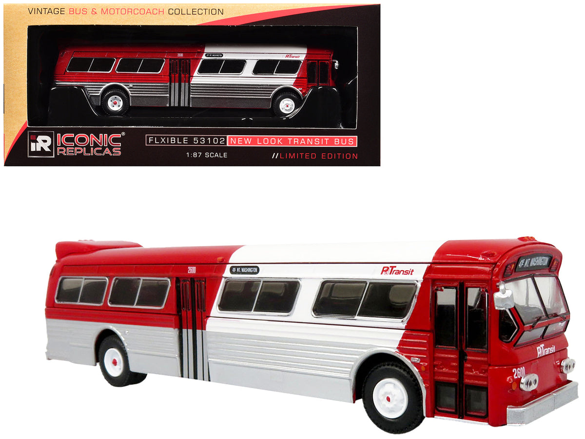 Rapid Vehicles Flxible 53102 New Look Transit Bus "Pittsburgh Area Transit" Red and White...