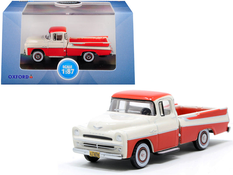 Rapid Vehicles 1957 Dodge D100 Sweptside Pickup Truck Tropical Coral and Glacier White 1/87 (HO)...